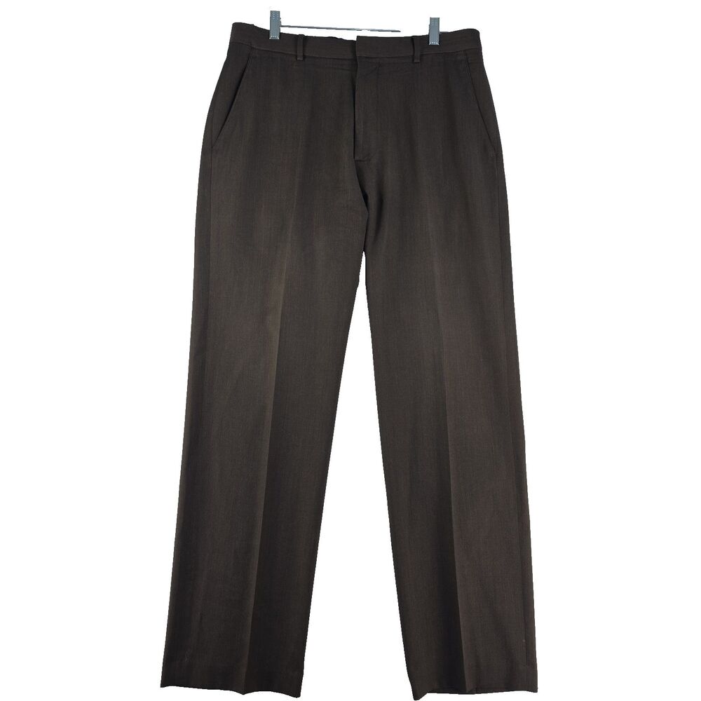 Banana Republic Dress Pant Men's 35x34 100% Wool Flat Front Lined Trouser Brown